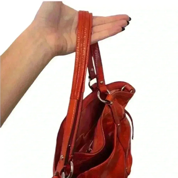 PENDING Coach Audrey OP ART Coral Peach Patent Leather Tote Shoulder Handbag - Picture 5 of 16